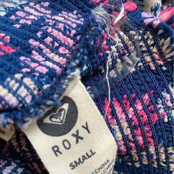 Roxy Floral Strapless Dress Blue Multicolor Elastic Stretchy Top Womens Sz Small - Picture 6 of 7